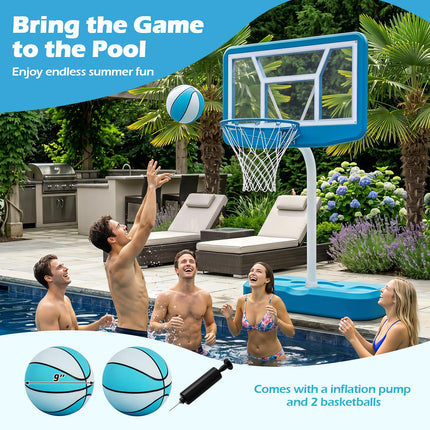 Goplus Pool Basketball Hoop w/42" PC Backboard | Swimming Poolside Basketball Goal System