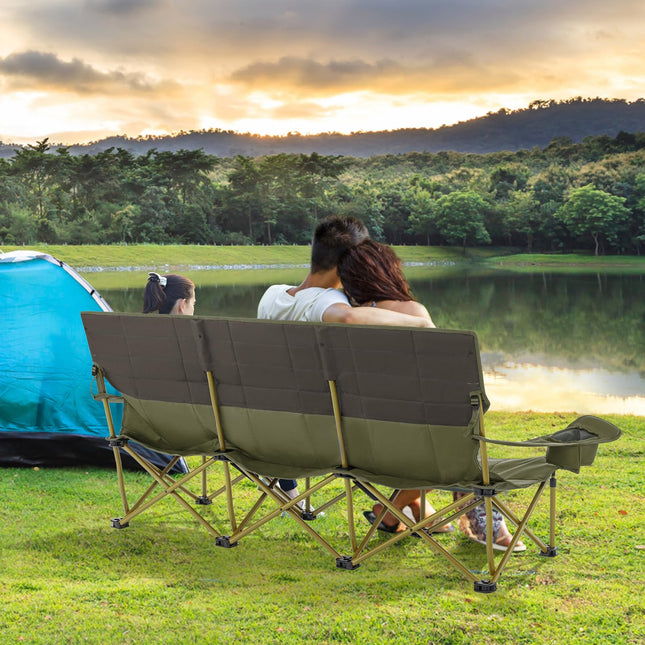 Goplus 3 Person Camping Chair for Adults, Outdoor Folding Oversized Camping Couch Chair (3-Person Seat)
