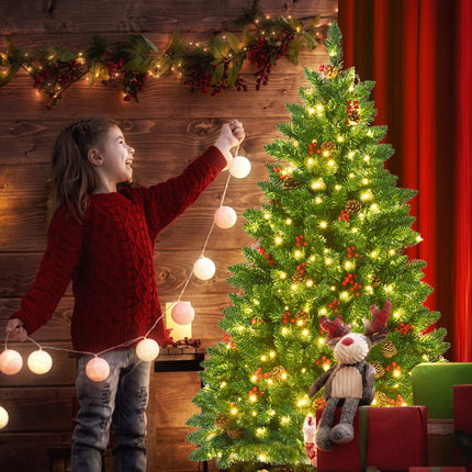 4.5FT Pre-Lit Christmas Tree, with 516 Branch Tips, 300LED Lights - GoplusUS
