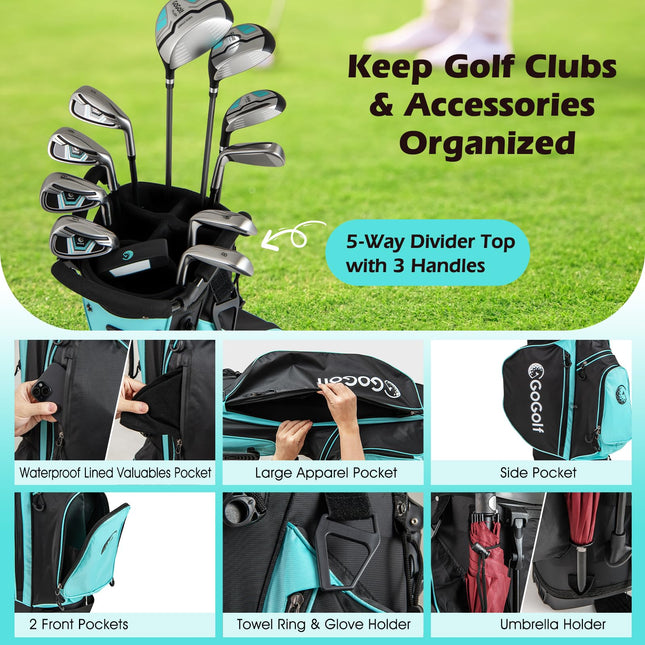 Goplus 12 Pieces Right Hand Complete Golf Club Set for Women with Golf Stand Bag