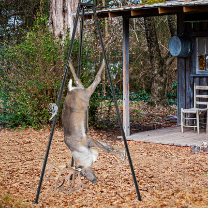 Goplus Tripod Game Hoist, 600 LBS Capacity Hunting Deer Stand with Adjustable Gambrel, Lifting Winch