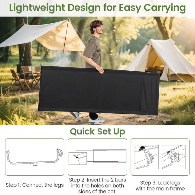 Goplus Portable Camping Cot w/Sturdy Aluminum Alloy Frame & Carrying Bag