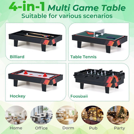 Goplus 4 in 1 Combination Game Table Set with Pool Billiards Air Hockey