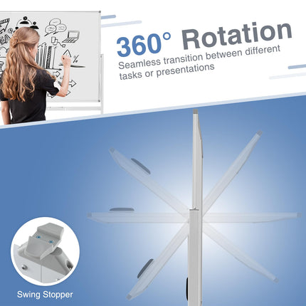 Goplus 72" x 36" Rolling Whiteboard with Stand and Aluminum Alloy Frame