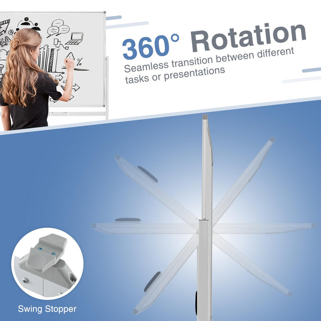 Goplus 72" x 36" Rolling Whiteboard with Stand and Aluminum Alloy Frame