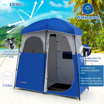 Goplus 2 Rooms Shower Tent, Oversize Outdoor Privacy Shelter Tent with Carrying Bag - GoplusUS
