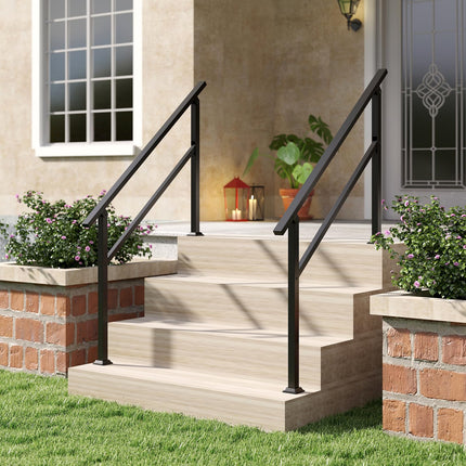 Goplus Handrail for Outdoor Steps Metal Hand Rail Fits 0-4 Steps