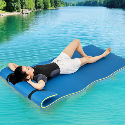 Goplus 87" x 36" Floating Water Mat Pad Pad with Rolling Pillow Design