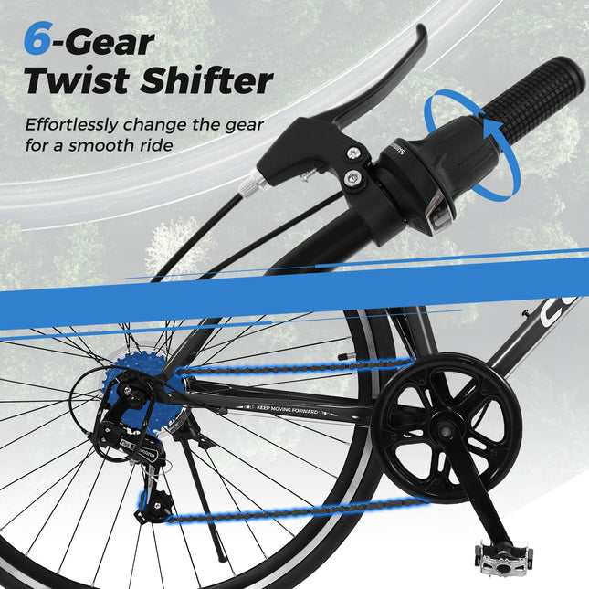 Goplus 26" Mountain Bike w/ 6-Speed Drivetrain Front and Rear Dual Brakes & All-Terrain Tires