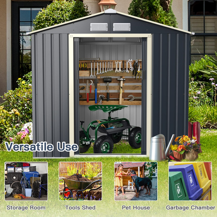 Goplus Storage Shed, Metal 11' X 10' Outdoor Building Organizer - GoplusUS