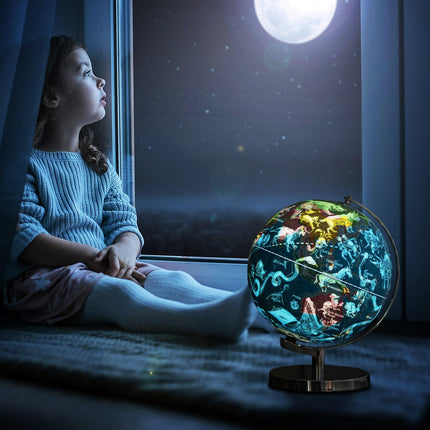 Goplus Illuminated Globes of The World with Stand w/Constellation Stars & LED Night Light