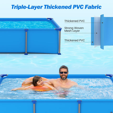 Goplus 8.5' x 6' Rectangle Metal Frame Pool Set w/PVC Fabric ( 690 Gal )