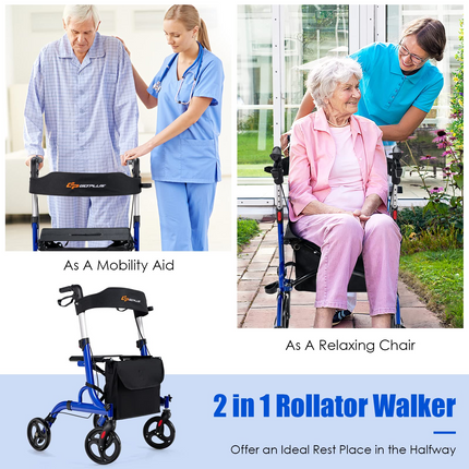 Goplus 2 in 1 Rollator Walkers for Seniors with Seat - GoplusUS