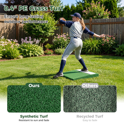 Goplus 27" x 27" x 4" Pitching Mound with Baseball Carry Handle & Anti-Fade Turf
