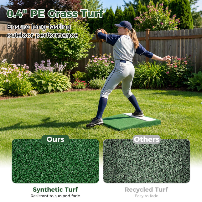 Goplus 27" x 27" x 4" Pitching Mound with Baseball Carry Handle & Anti-Fade Turf