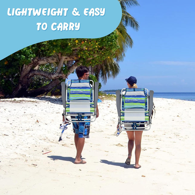 Backpack Beach Chairs, 3 Pcs Portable Camping Chairs with Cool Bag and Cup Holder - GoplusUS