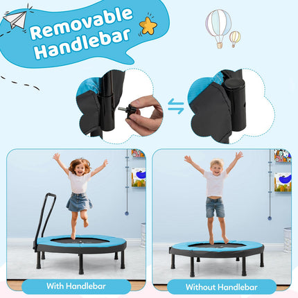 Goplus 40" Indoor/Outdoor Fitness Trampoline with Foam Handlebar & Safety Pad