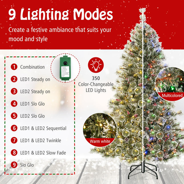Goplus 6ft /7.5ft / 9ft Pre-Lit Artificial Christmas Tree, Hinged Xmas Tree with 360° Quick Power Connector