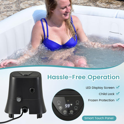 Goplus Inflatable Hot Tub, Blowup Pool Hottub, Portable Outdoor Water SPA