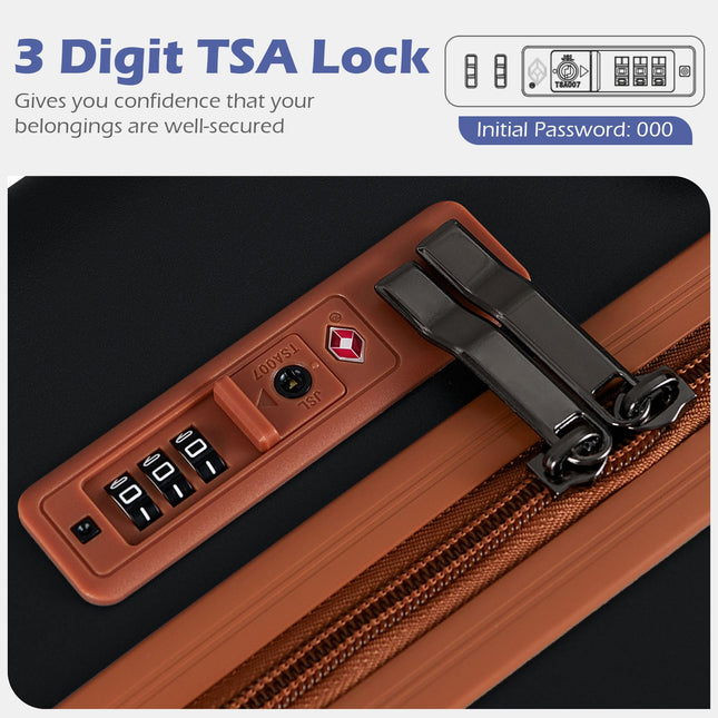 Goplus 20in/24in/28in PC+ABS Hard Shell Suitcase Set with TSA Lock | 3 Piece Luggage Set