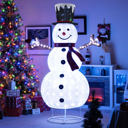 Goplus 6 FT Lighted Christmas Snowman w/ 180 Cold White LED Lights