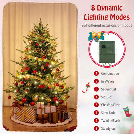 Goplus 6ft Faux Hinged Xmas Full Tree with 240 Warm White LED Lights, 778 Branch Tips