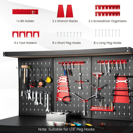 Goplus Work Bench with Pegboard