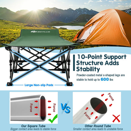 Goplus Folding Camping Cot, 27.5" Sleeping Cot for Adults with Carry Bag, 600LBS Weight Capacity