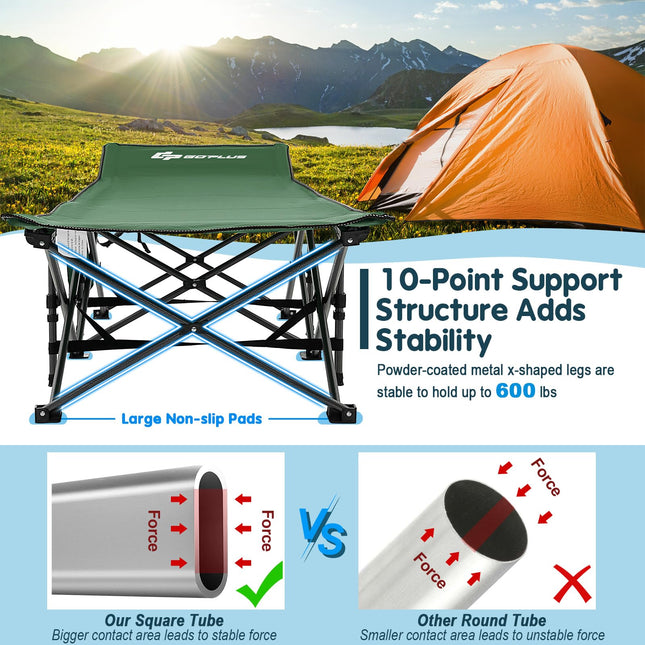 Goplus Folding Camping Cot, 27.5" Sleeping Cot for Adults with Carry Bag, 600LBS Weight Capacity