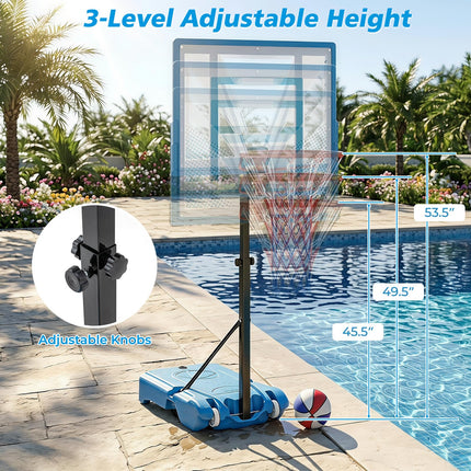 Goplus Pool Basketball Hoop | 3 Levels Height Basketball Goal with 32" Shatterproof Backboard