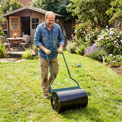 Goplus Lawn Roller 12 Gallon Water/Sand Filled Garden Drum Roller(13 by 20-Inch)