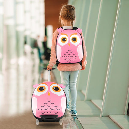 Goplus 2PC Kids Carry On Luggage Set, 16" Rolling Suitcase & 12" Backpack
