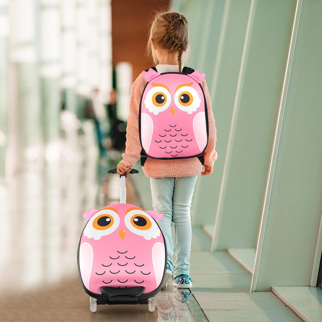 Goplus 2PC Kids Carry On Luggage Set, 16" Rolling Suitcase & 12" Backpack