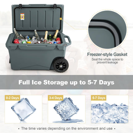 Goplus Cooler, Portable Ice Chest with All-Terrain Wheels
