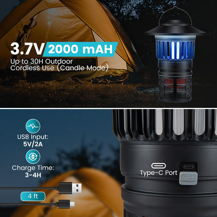 Goplus Outdoor Fly Trap with Light Rechargeable Electric Bug Catcher & Killer