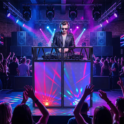 Goplus Portable DJ Booth with Scrims & Carrying Bag for Events Parties Weddings