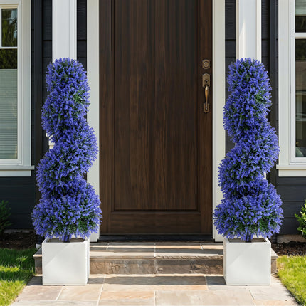 Goplus Artificial Spiral Topiary Trees Set of 2 3FT Outdoor Faux Plants