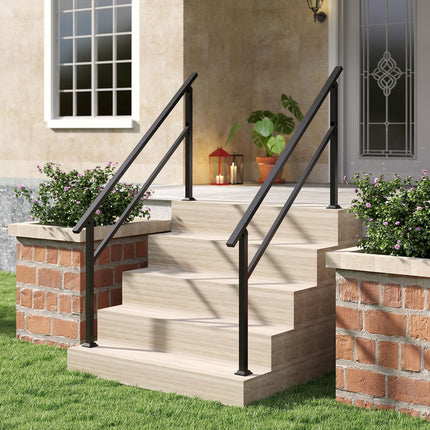 Goplus Handrail for Outdoor Steps Metal Hand Rail Fits 0-5 Steps