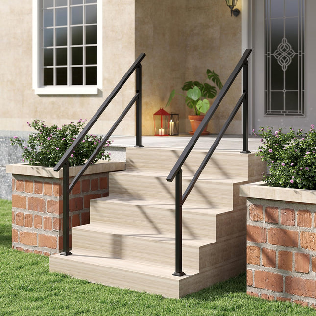 Goplus Handrail for Outdoor Steps Metal Hand Rail Fits 0-5 Steps