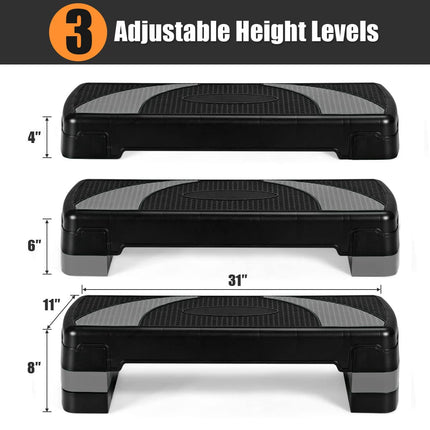 Goplus 31" Aerobic Exercise Stepper Deck, Adjustable Fitness Workout Step Platform Trainer with Risers - GoplusUS