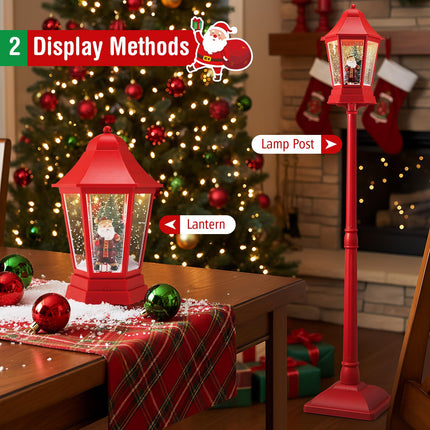 Goplus 5.3 Ft Christmas Snowy Street Lamp 2-in-1 Musical Lamp Post & Snow Globe Lantern