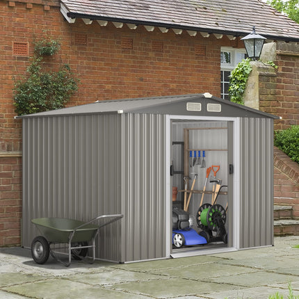 Goplus Outdoor Storage Shed, 8.5"x 6.8"x 6" Weather-Resistant Utility Tool Organizer w/Foundation