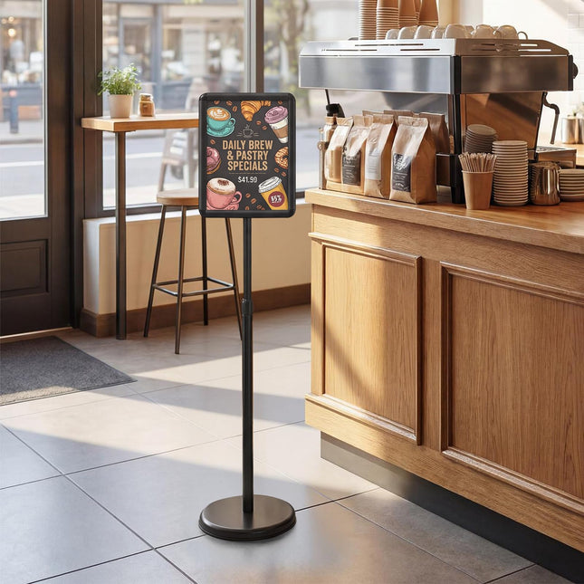 Goplus 8.5 x 11 Inch Height Adjustable Floor Standing Poster Stand with Snap-Open Frame