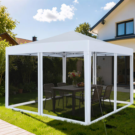 Goplus 10 FT x 10 FT Pop-Up Canopy Tent, Easy Setup Instant Folding Shelter w/Mesh Netting