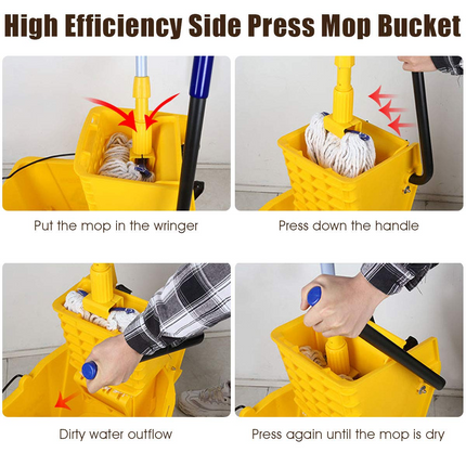 GOPLUS Commercial Mop Bucket with Wringer, Household Portable Mop Bucket, Ideal for Household and Public Places Floor - GoplusUS
