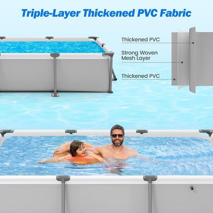 Goplus 10' x 6.8' Rectangle Above Ground Swimming Pool (978 Gal Grey)