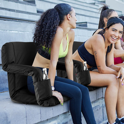 Goplus Stadium Seating for Bleachers, Folding Bleacher Chair with Back Support, 6 Reclining Positions