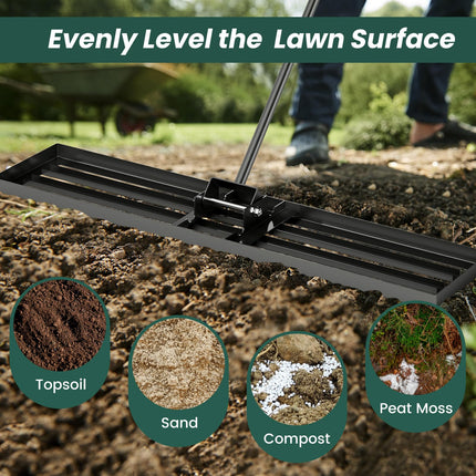Goplus 46" x 10" Heavy Duty Level Lawn Tool w/ Ergonomic Handle for Soil