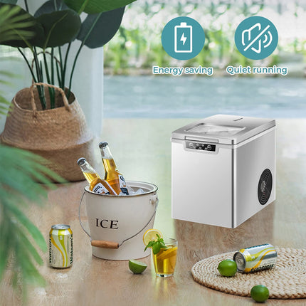 Portable Countertop Ice Maker, 26LBS/24H Mini Ice Cube Machine w/8 Min Processing 9 Cubes