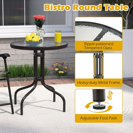 Goplus 3 Pieces Bistro Set with Tempered Glass Table